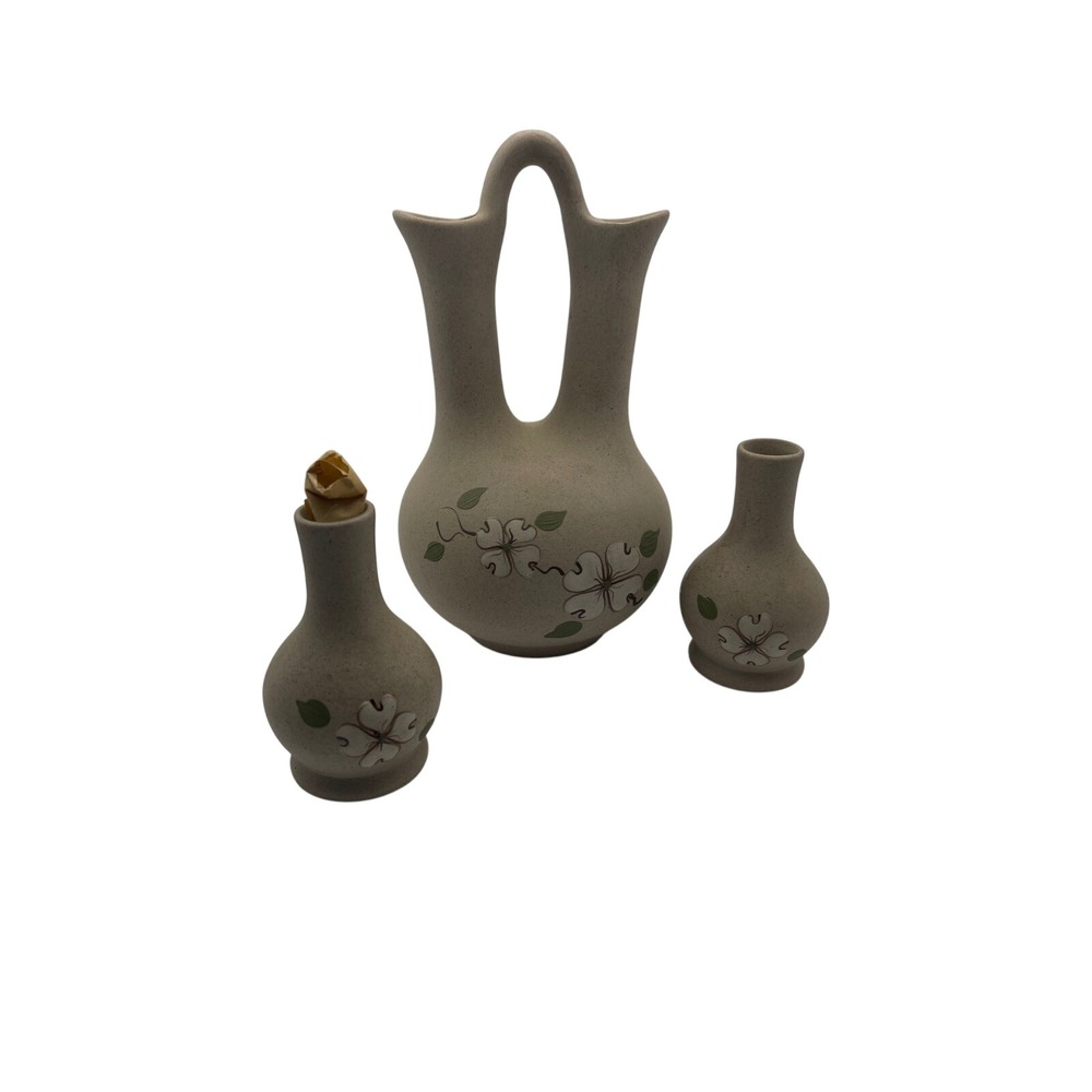 Vtg Pigeon Forge Pottery‎ Bud Vase Dogwood Blossom Flower Tennessee Set of 3